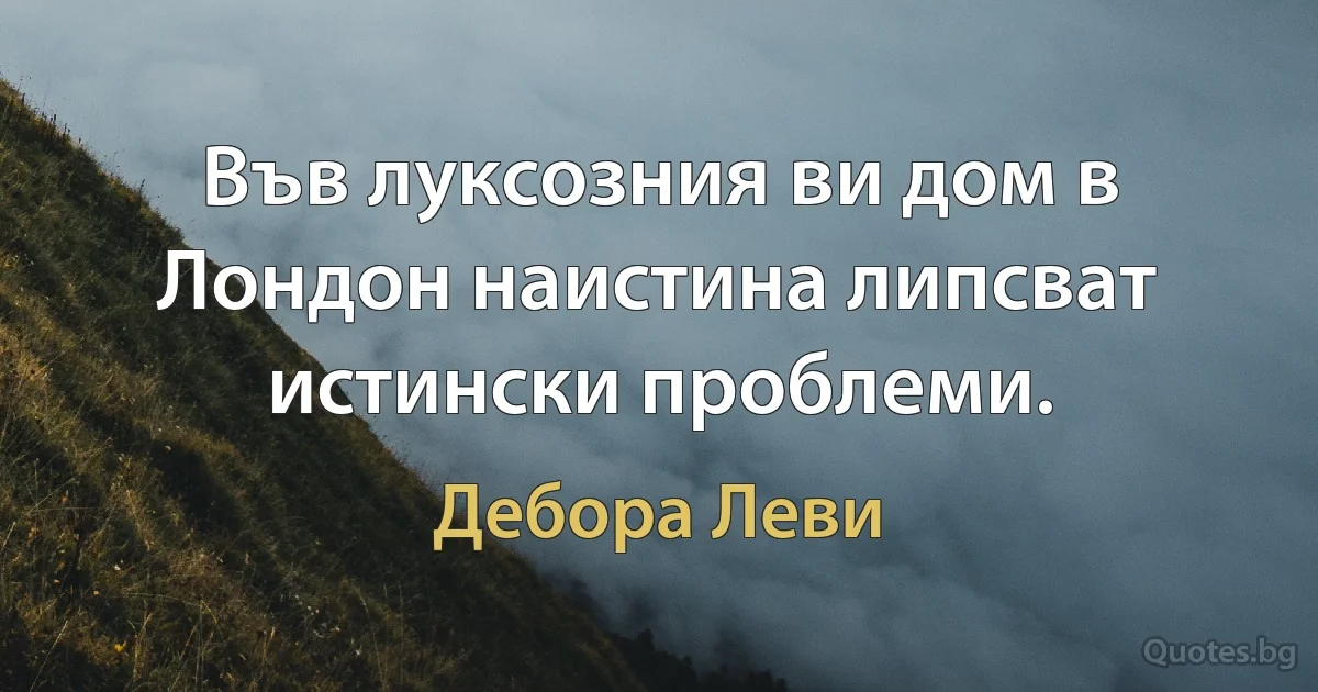 Във луксозния ви дом в Лондон наистина липсват истински проблеми. (Дебора Леви)