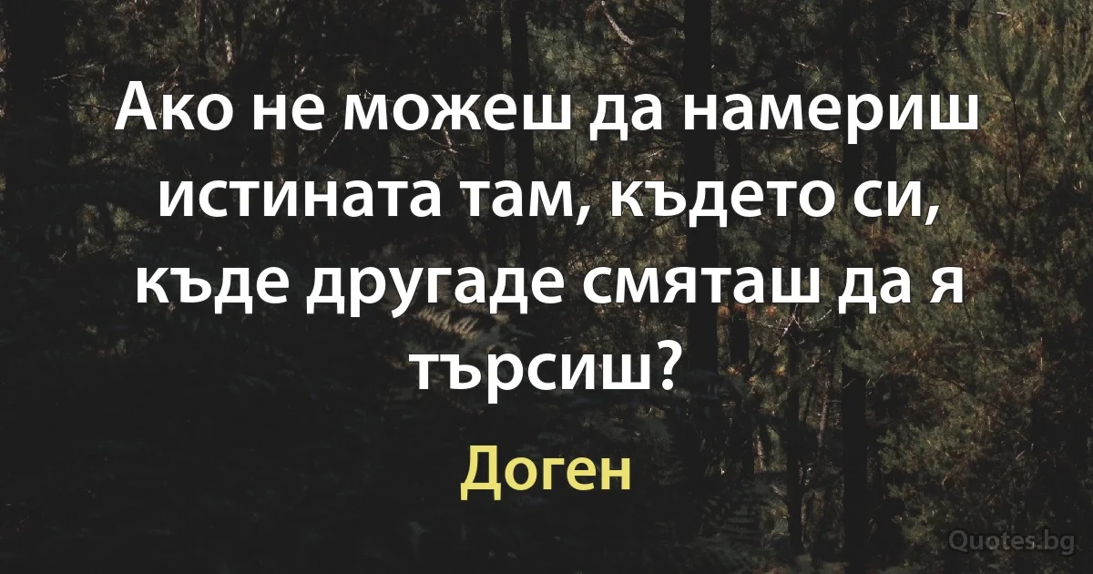 Ако не можеш да намериш истината там, където си, къде другаде смяташ да я търсиш? (Доген)