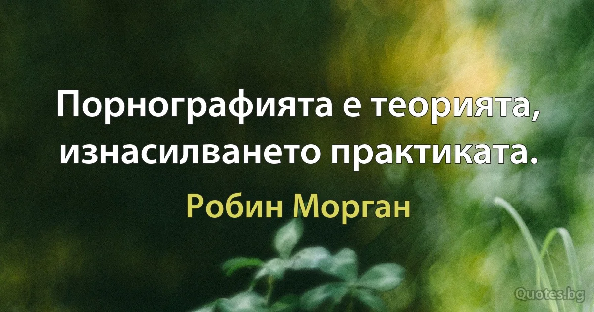 Порнографията е теорията, изнасилването практиката. (Робин Морган)