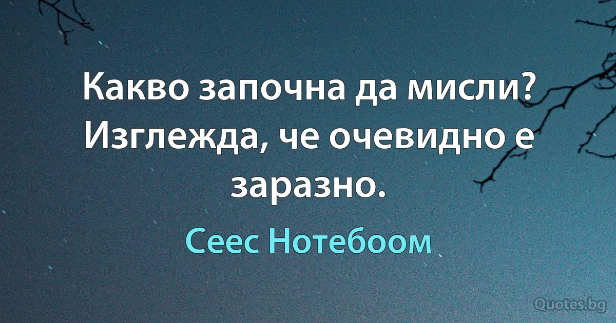 Какво започна да мисли? Изглежда, че очевидно е заразно. (Сеес Нотебоом)