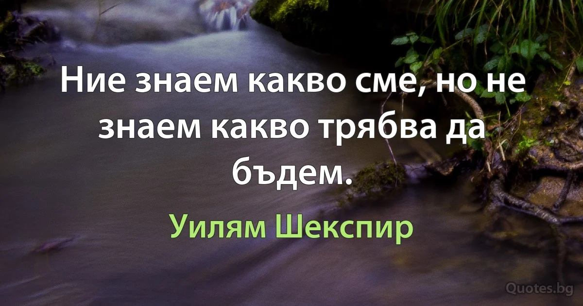 Ние знаем какво сме, но не знаем какво трябва да бъдем. (Уилям Шекспир)