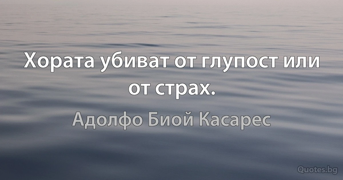 Хората убиват от глупост или от страх. (Адолфо Биой Касарес)