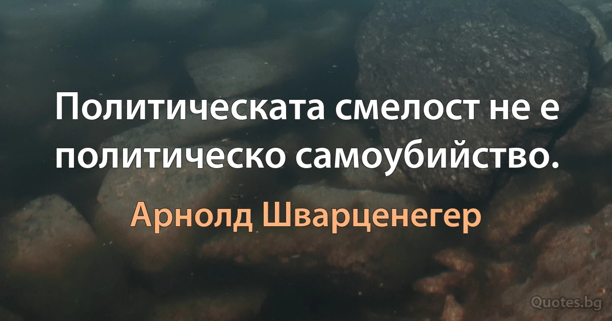 Политическата смелост не е политическо самоубийство. (Арнолд Шварценегер)