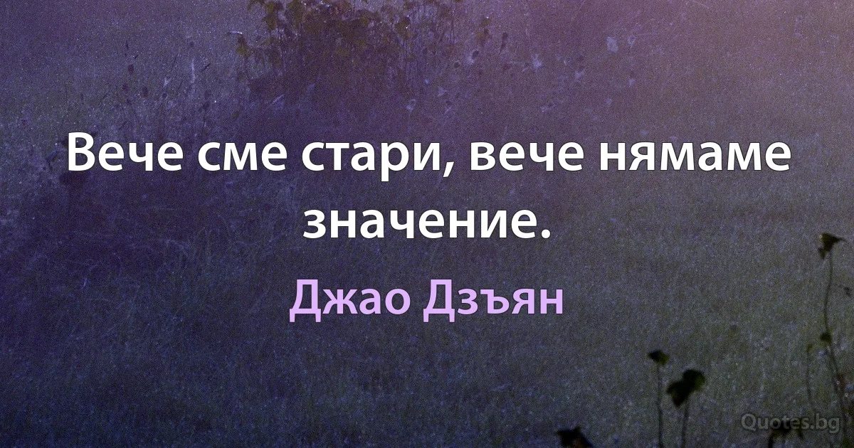 Вече сме стари, вече нямаме значение. (Джао Дзъян)