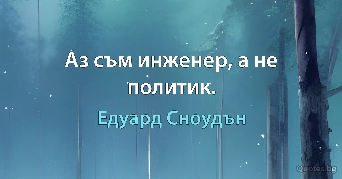 Аз съм инженер, а не политик. (Едуард Сноудън)