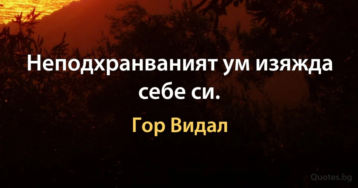 Неподхранваният ум изяжда себе си. (Гор Видал)