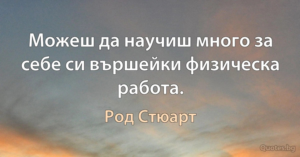 Можеш да научиш много за себе си вършейки физическа работа. (Род Стюарт)