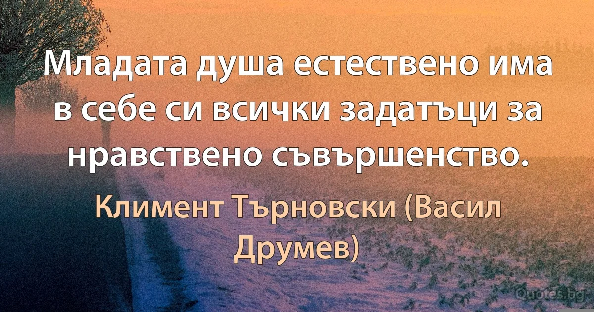 Младата душа естествено има в себе си всички задатъци за нравствено съвършенство. (Климент Търновски (Васил Друмев))