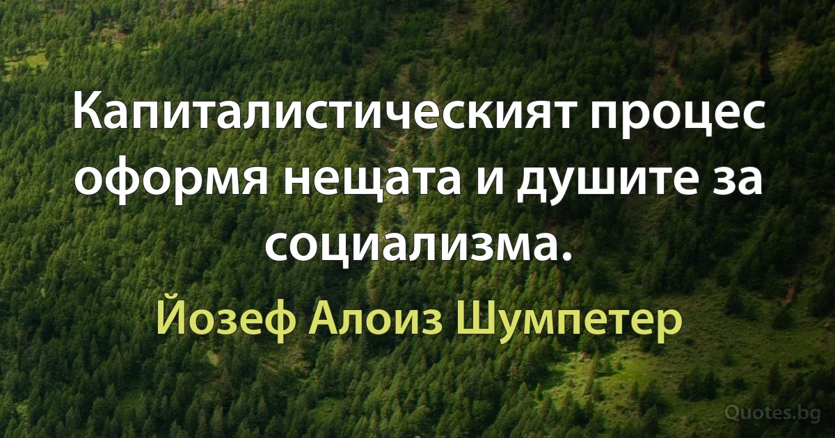 Капиталистическият процес оформя нещата и душите за социализма. (Йозеф Алоиз Шумпетер)