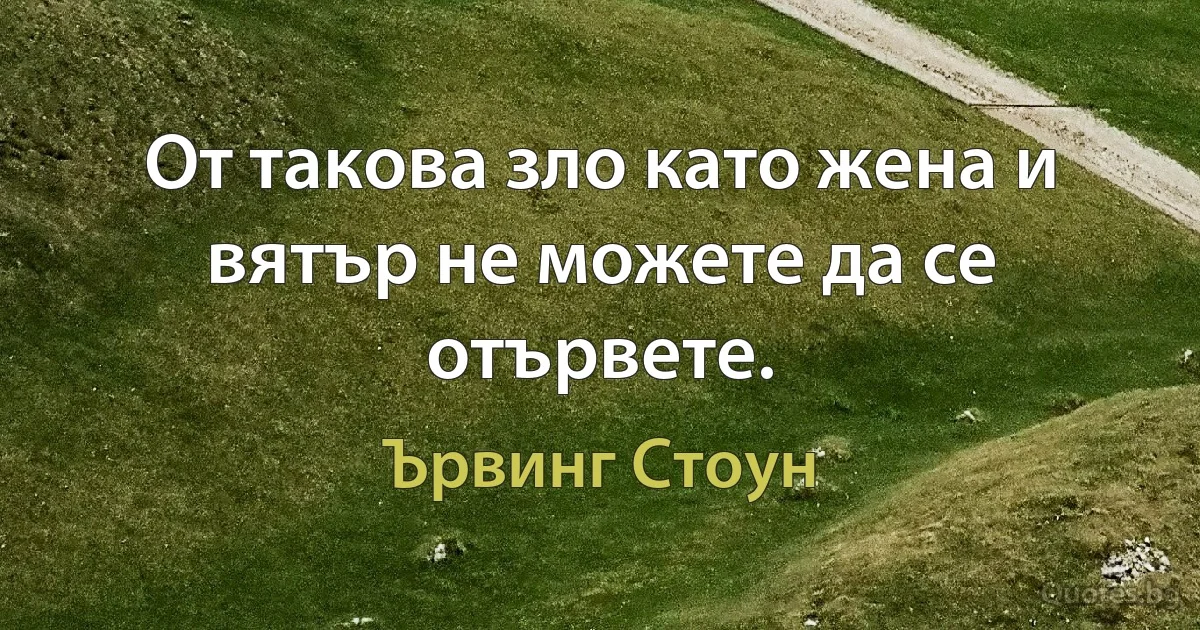 От такова зло като жена и вятър не можете да се отървете. (Ървинг Стоун)