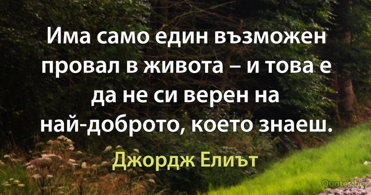 Има само един възможен провал в живота – и това е да не си верен на най-доброто, което знаеш. (Джордж Елиът)