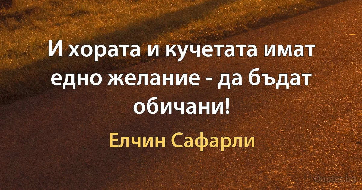 И хората и кучетата имат едно желание - да бъдат обичани! (Елчин Сафарли)