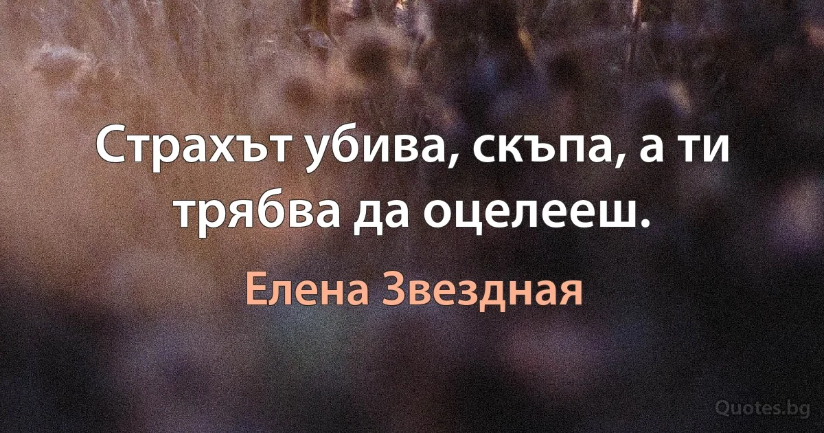 Страхът убива, скъпа, а ти трябва да оцелееш. (Елена Звездная)