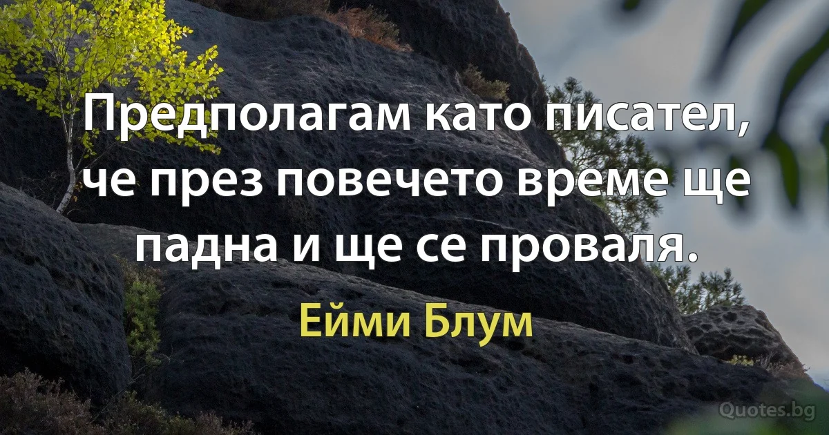 Предполагам като писател, че през повечето време ще падна и ще се проваля. (Ейми Блум)