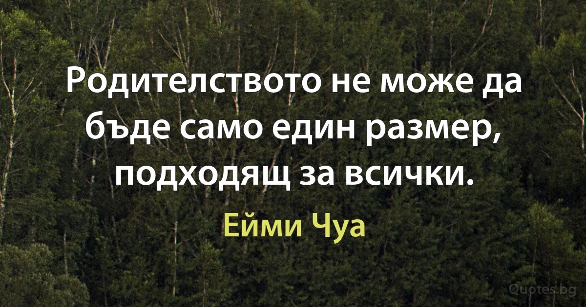 Родителството не може да бъде само един размер, подходящ за всички. (Ейми Чуа)