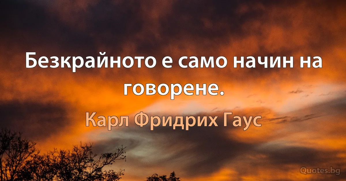 Безкрайното е само начин на говорене. (Карл Фридрих Гаус)