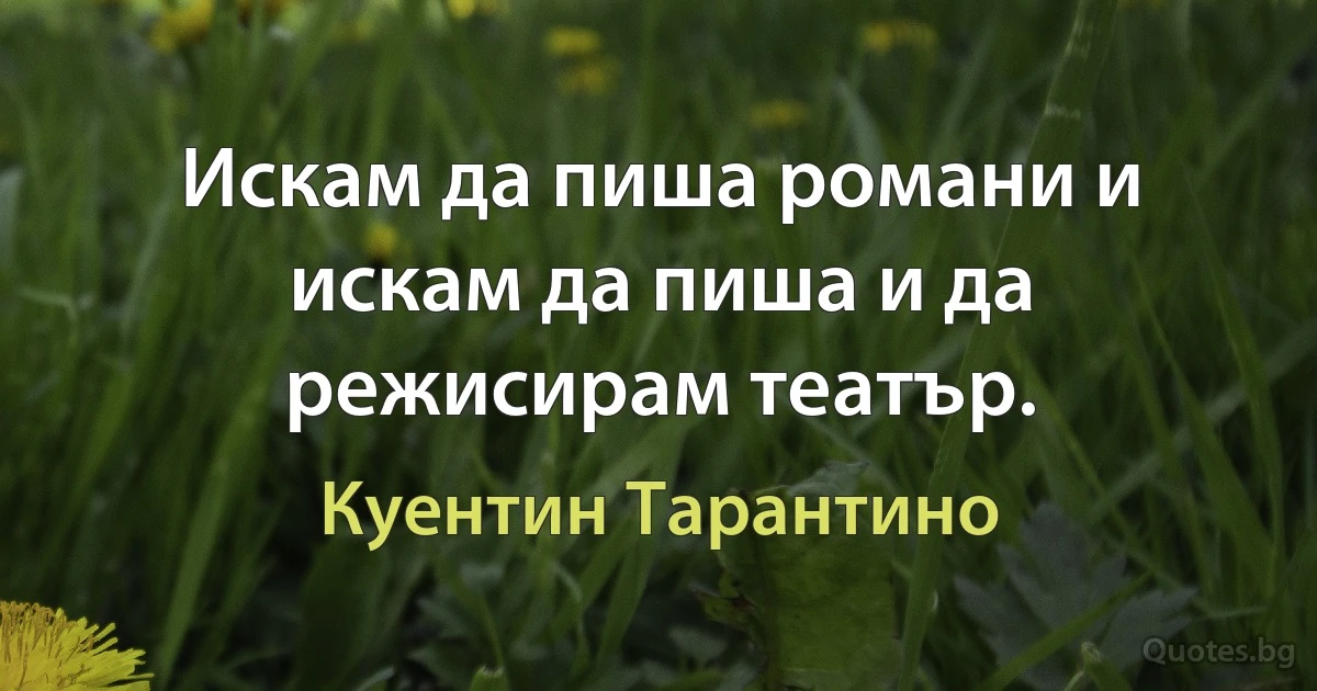 Искам да пиша романи и искам да пиша и да режисирам театър. (Куентин Тарантино)