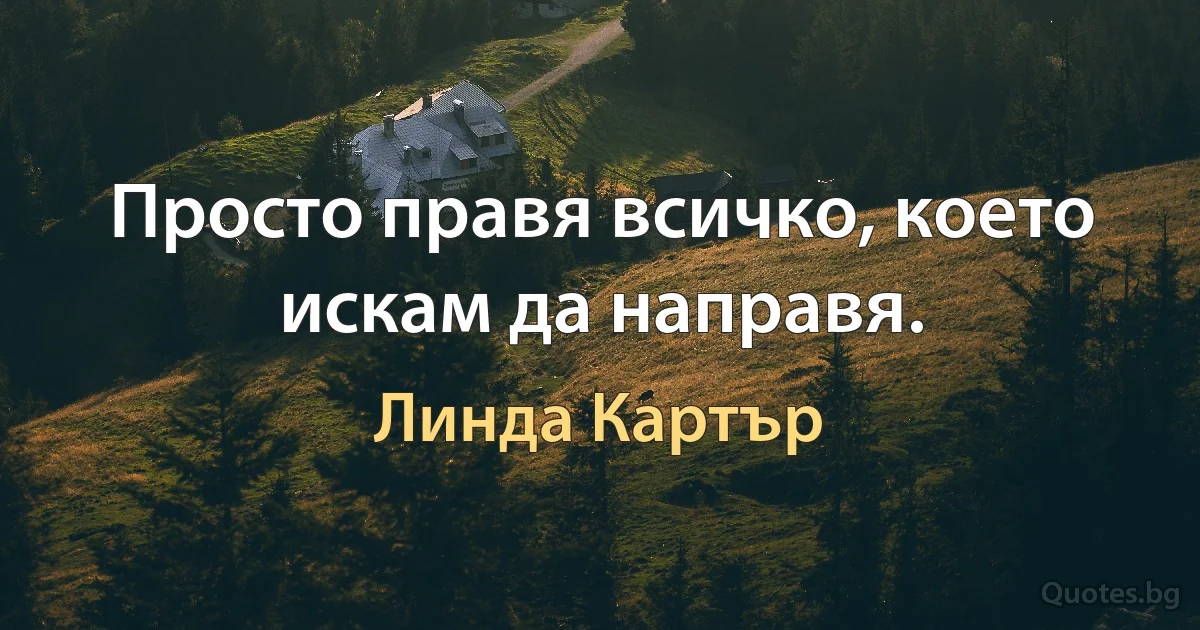 Просто правя всичко, което искам да направя. (Линда Картър)