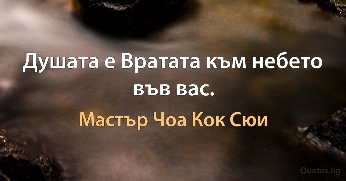 Душата е Вратата към небето във вас. (Мастър Чоа Кок Сюи)