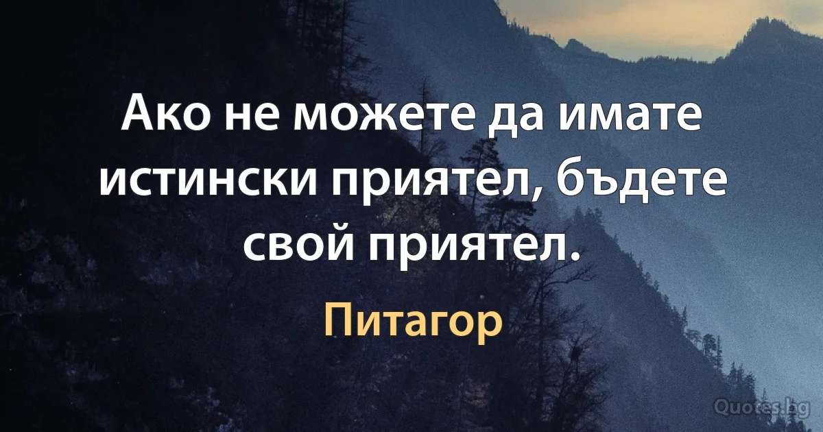 Ако не можете да имате истински приятел, бъдете свой приятел. (Питагор)