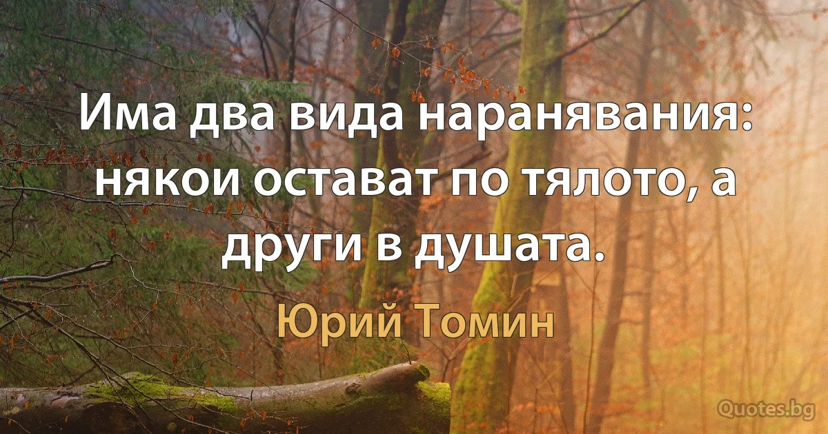 Има два вида наранявания: някои остават по тялото, а други в душата. (Юрий Томин)