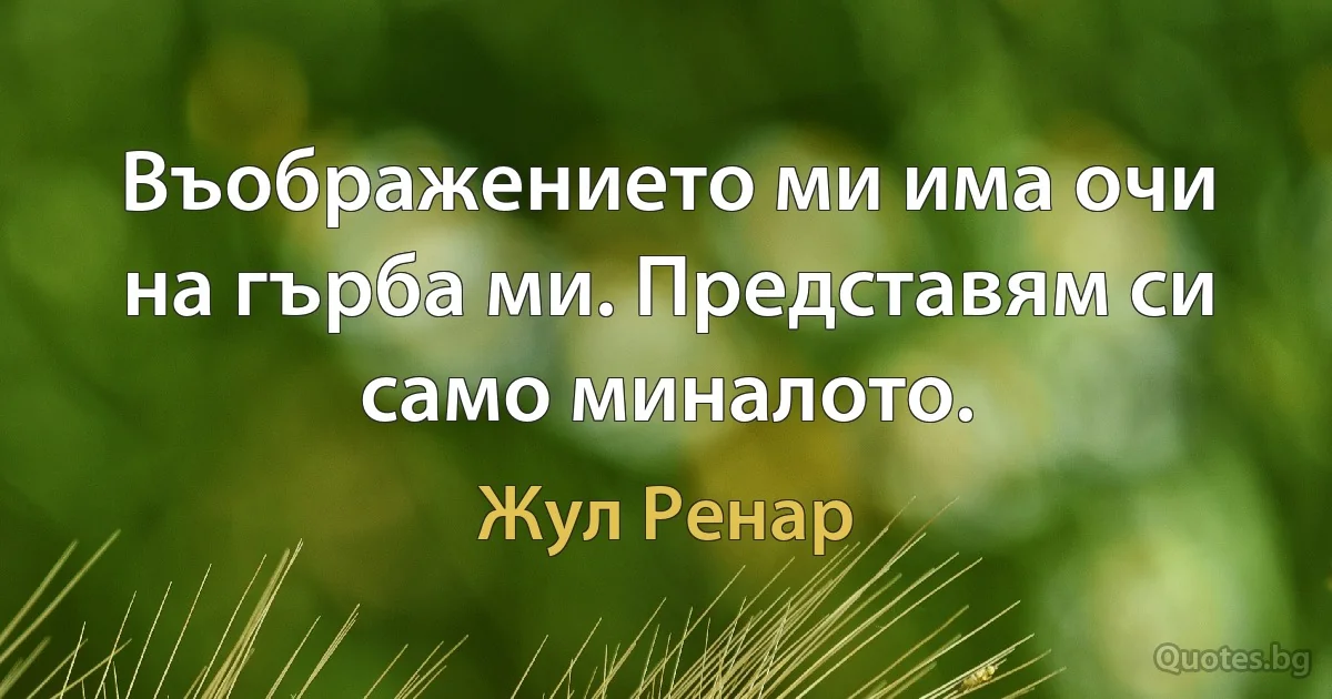 Въображението ми има очи на гърба ми. Представям си само миналото. (Жул Ренар)