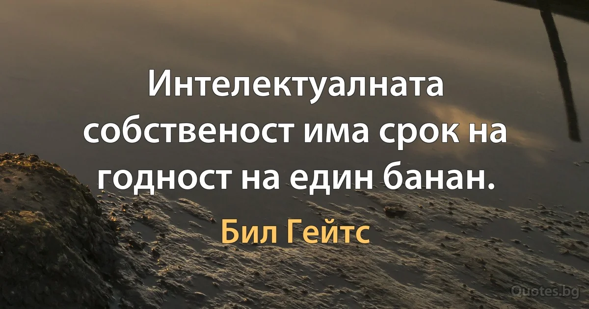 Интелектуалната собственост има срок на годност на един банан. (Бил Гейтс)