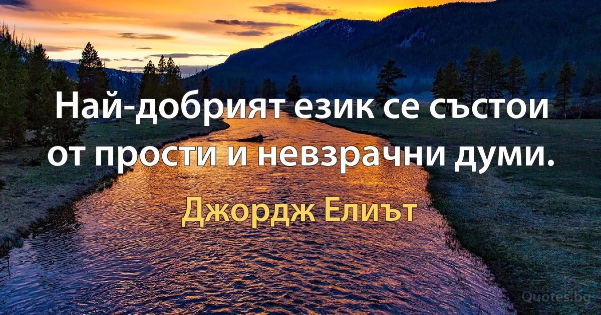 Най-добрият език се състои от прости и невзрачни думи. (Джордж Елиът)