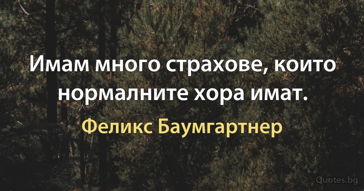 Имам много страхове, които нормалните хора имат. (Феликс Баумгартнер)