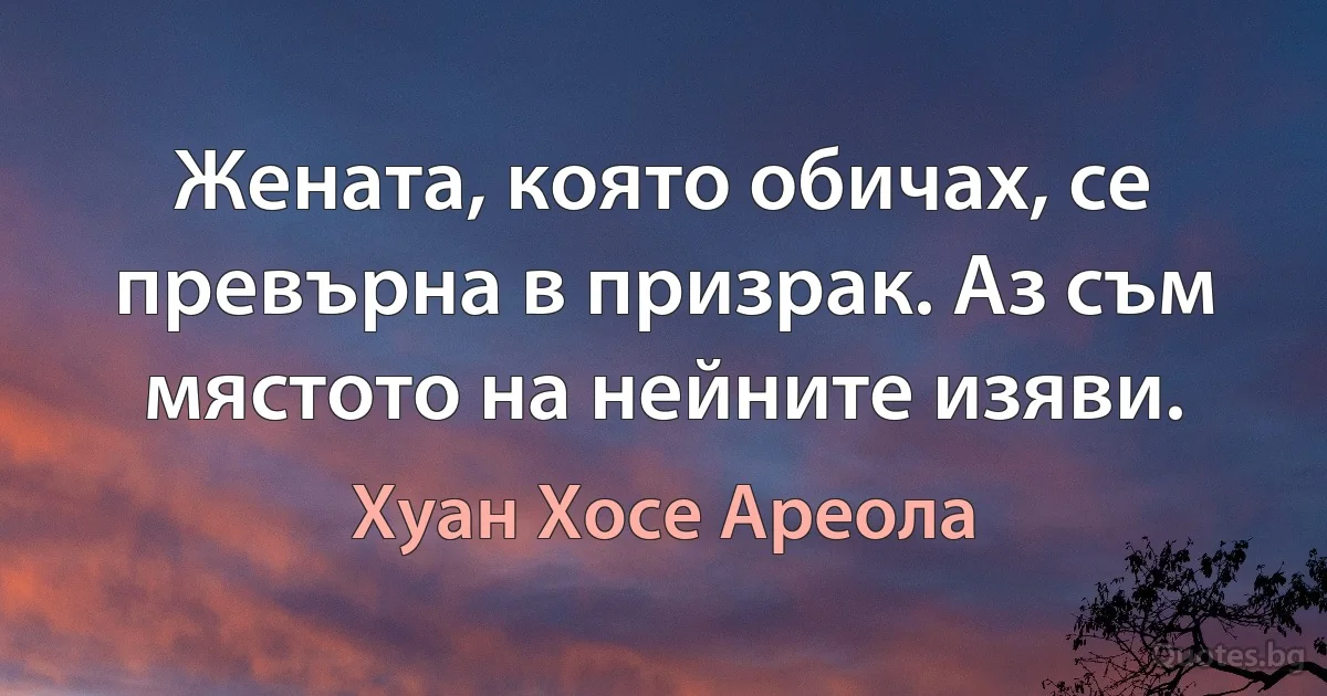 Жената, която обичах, се превърна в призрак. Аз съм мястото на нейните изяви. (Хуан Хосе Ареола)