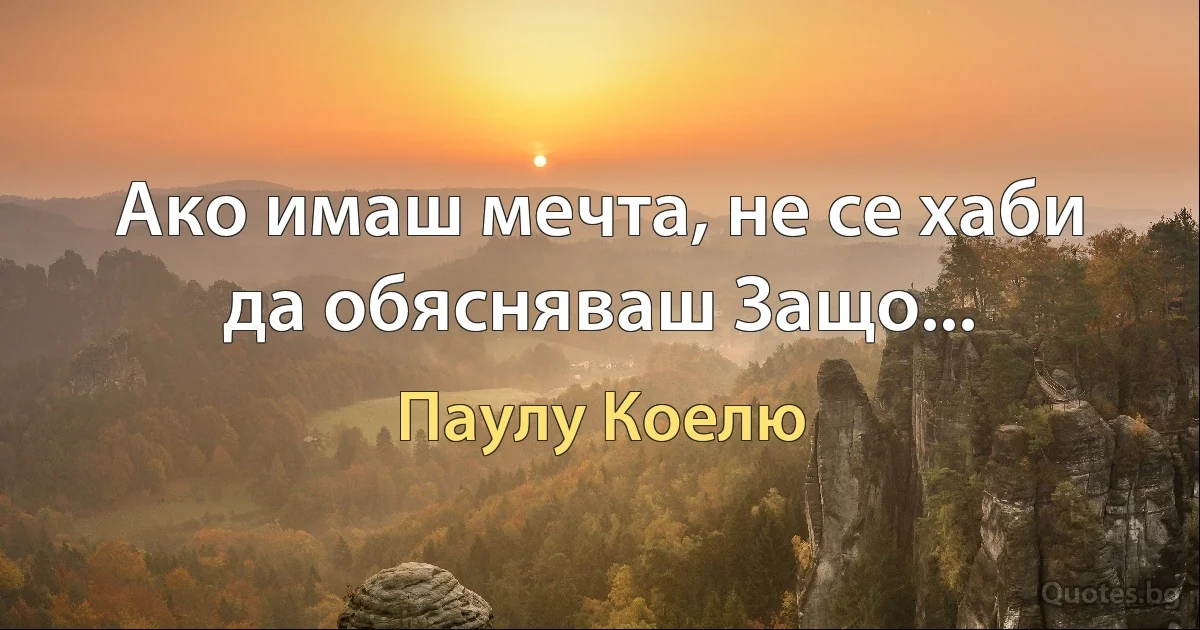 Ако имаш мечта, не се хаби да обясняваш Защо... (Паулу Коелю)