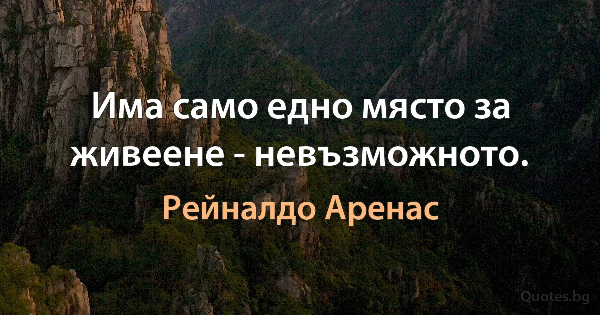 Има само едно място за живеене - невъзможното. (Рейналдо Аренас)