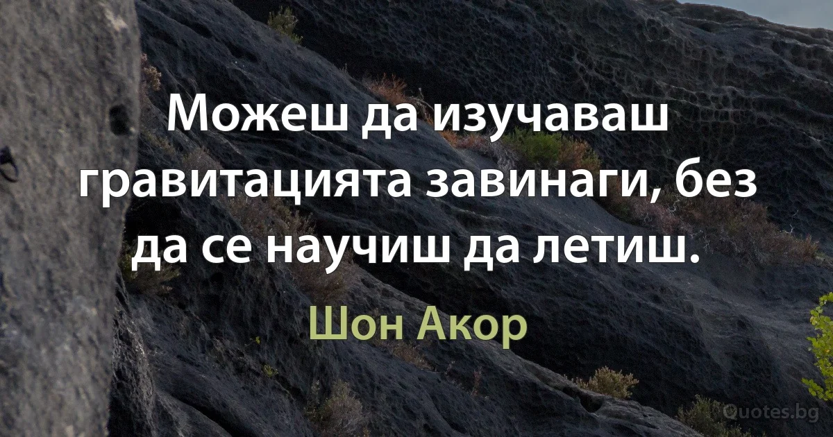 Можеш да изучаваш гравитацията завинаги, без да се научиш да летиш. (Шон Акор)