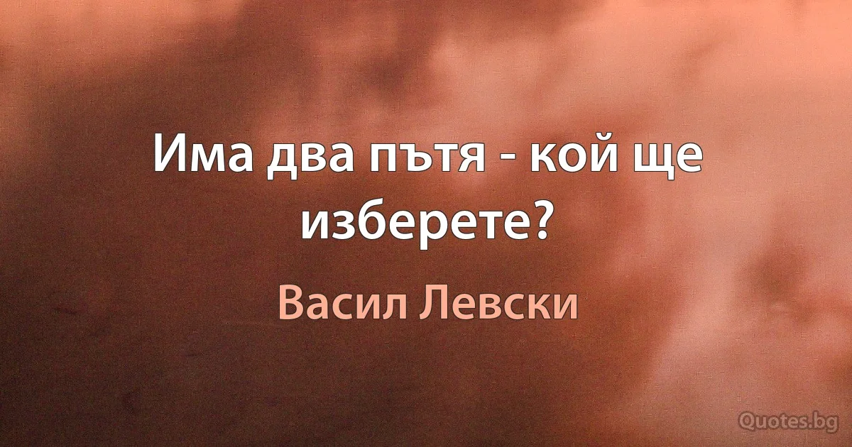 Има два пътя - кой ще изберете? (Васил Левски)