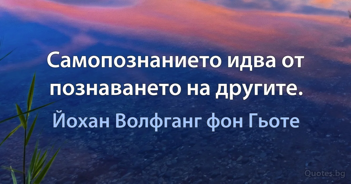 Самопознанието идва от познаването на другите. (Йохан Волфганг фон Гьоте)