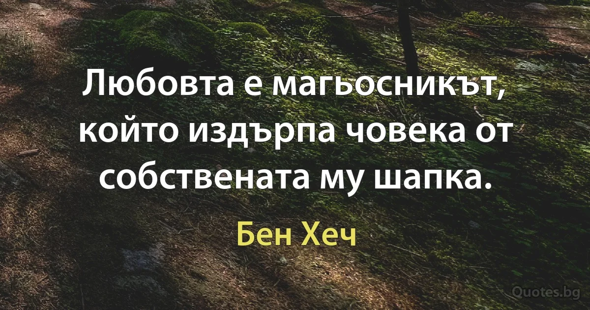 Любовта е магьосникът, който издърпа човека от собствената му шапка. (Бен Хеч)