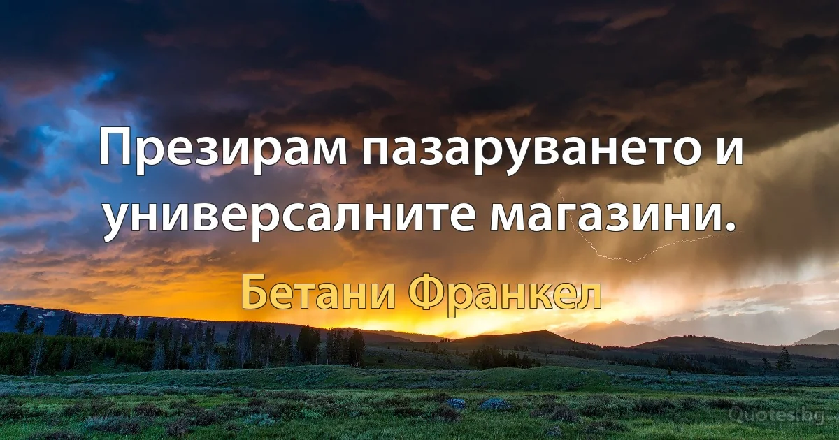 Презирам пазаруването и универсалните магазини. (Бетани Франкел)