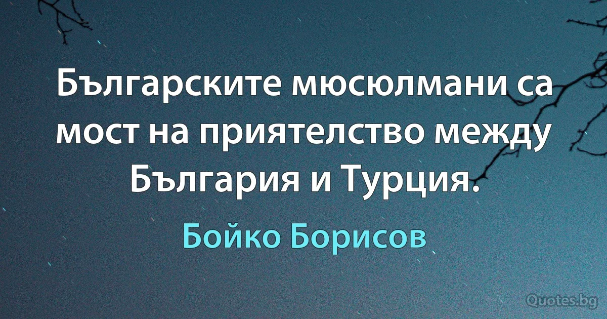 Българските мюсюлмани са мост на приятелство между България и Турция. (Бойко Борисов)