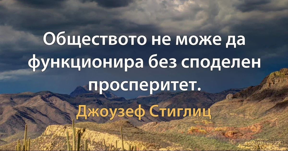 Обществото не може да функционира без споделен просперитет. (Джоузеф Стиглиц)