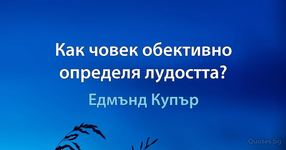 Как човек обективно определя лудостта? (Едмънд Купър)