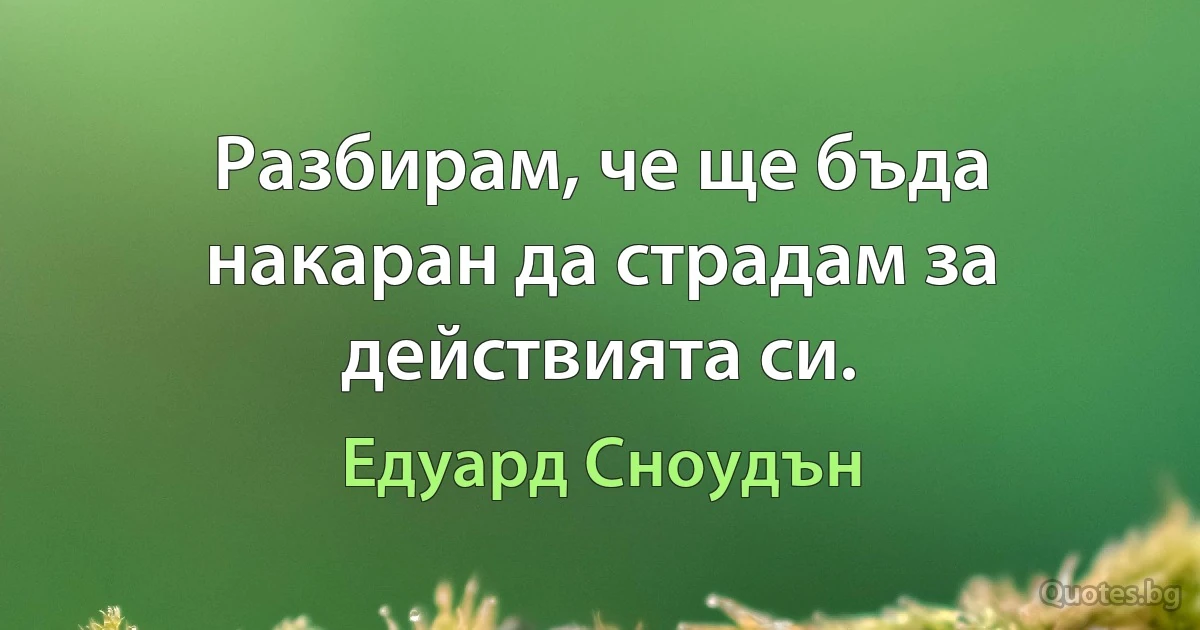 Разбирам, че ще бъда накаран да страдам за действията си. (Едуард Сноудън)