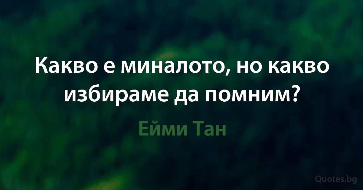 Какво е миналото, но какво избираме да помним? (Ейми Тан)