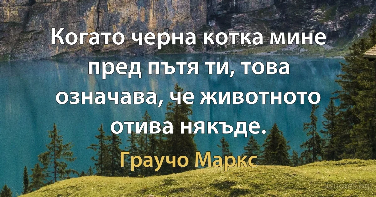 Когато черна котка мине пред пътя ти, това означава, че животното отива някъде. (Граучо Маркс)