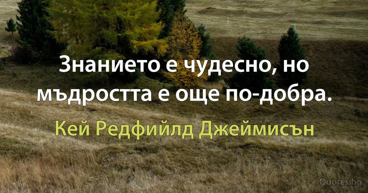 Знанието е чудесно, но мъдростта е още по-добра. (Кей Редфийлд Джеймисън)