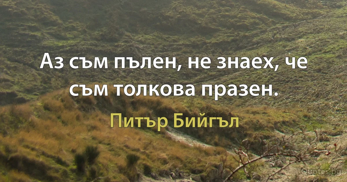 Аз съм пълен, не знаех, че съм толкова празен. (Питър Бийгъл)