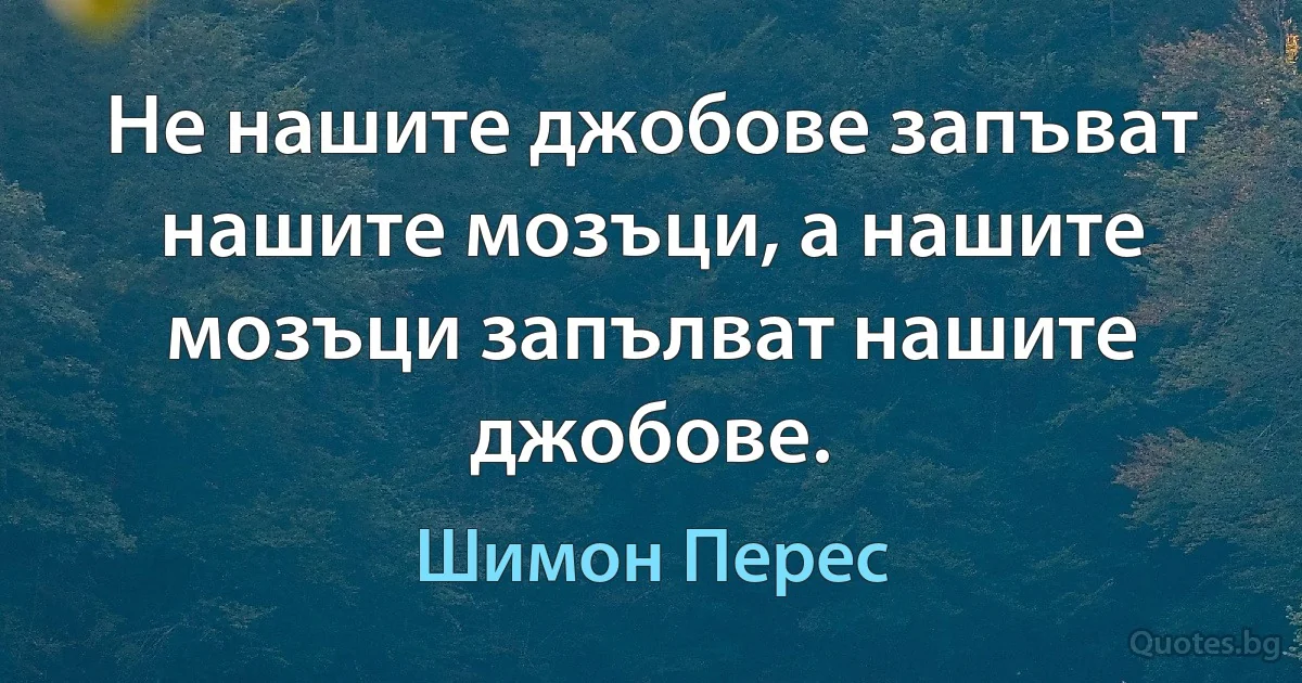 Не нашите джобове запъват нашите мозъци, а нашите мозъци запълват нашите джобове. (Шимон Перес)