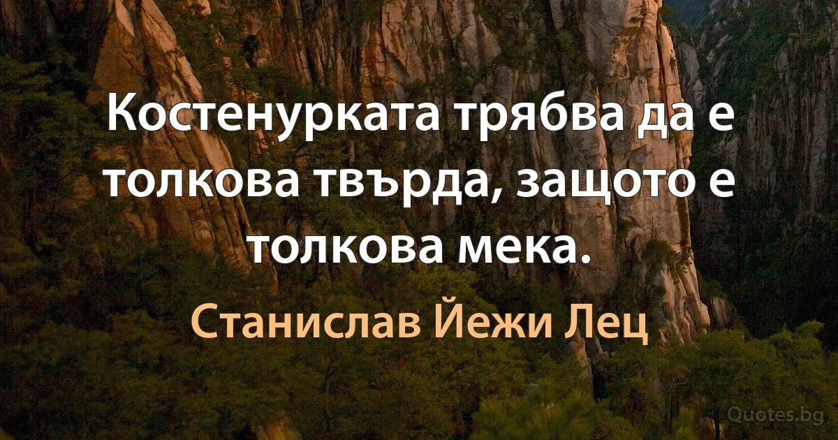 Костенурката трябва да е толкова твърда, защото е толкова мека. (Станислав Йежи Лец)