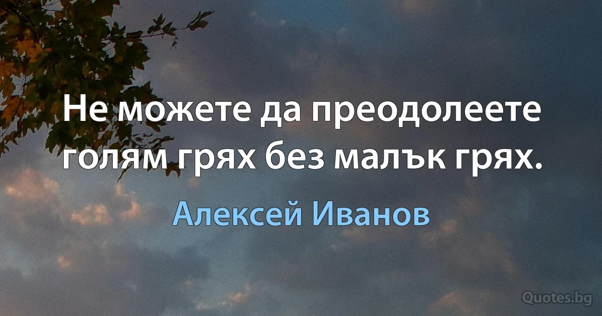 Не можете да преодолеете голям грях без малък грях. (Алексей Иванов)