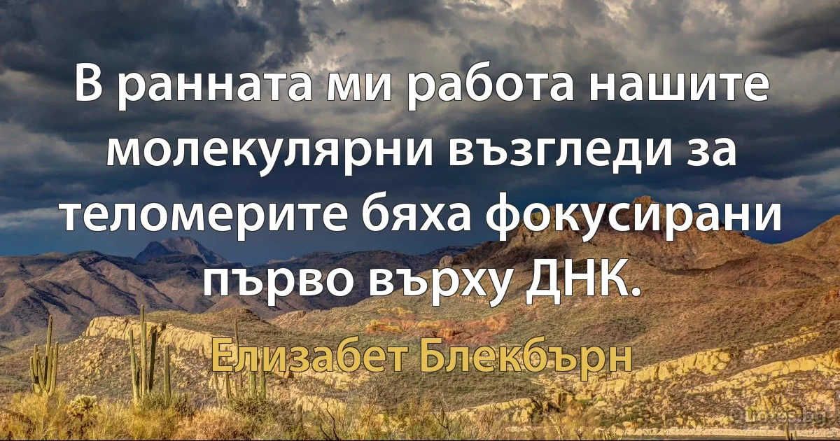 В ранната ми работа нашите молекулярни възгледи за теломерите бяха фокусирани първо върху ДНК. (Елизабет Блекбърн)