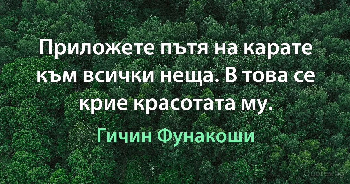 Приложете пътя на карате към всички неща. В това се крие красотата му. (Гичин Фунакоши)